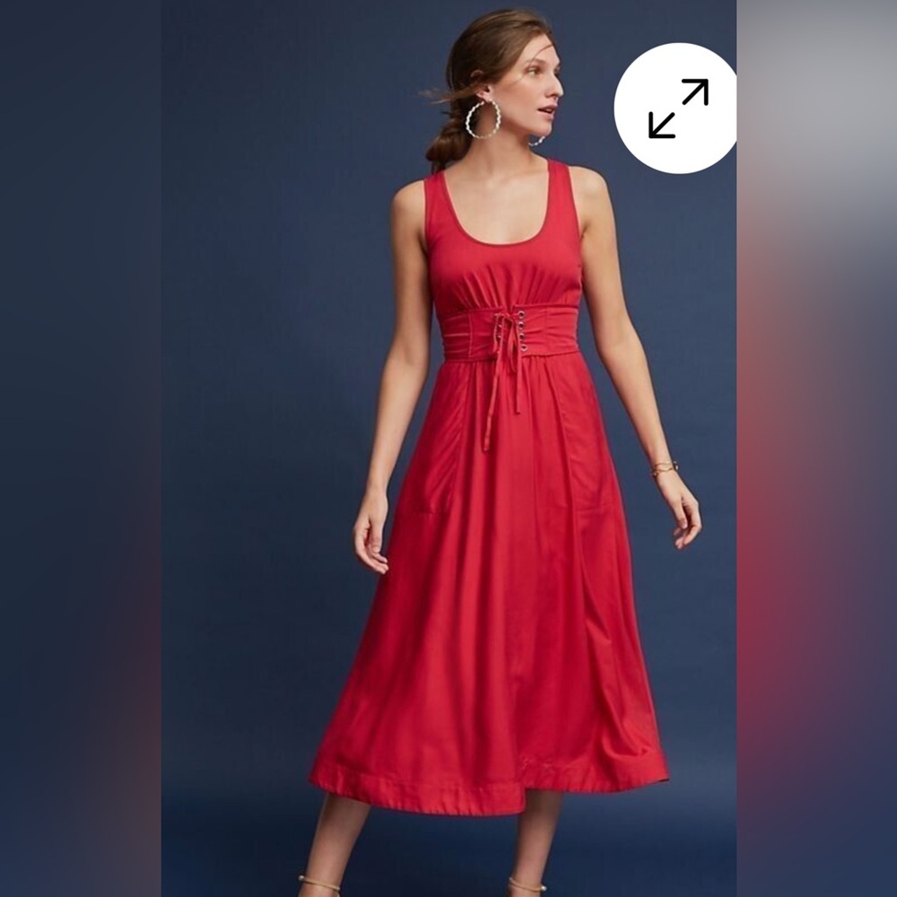 Plenty by Tracy Reese, size 0, Red Corset Style Top Dress with Full Skirt